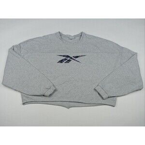 REEBOK Pullover Cropped Cut-Off Sweatshirt Women's Size XL 2022 Gray